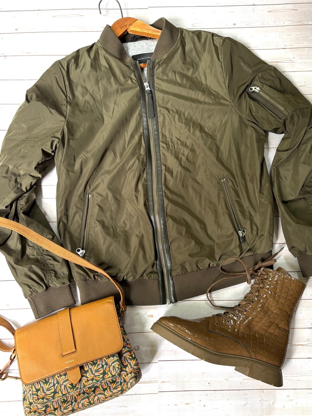 Mackage leather trim bomber jacket
